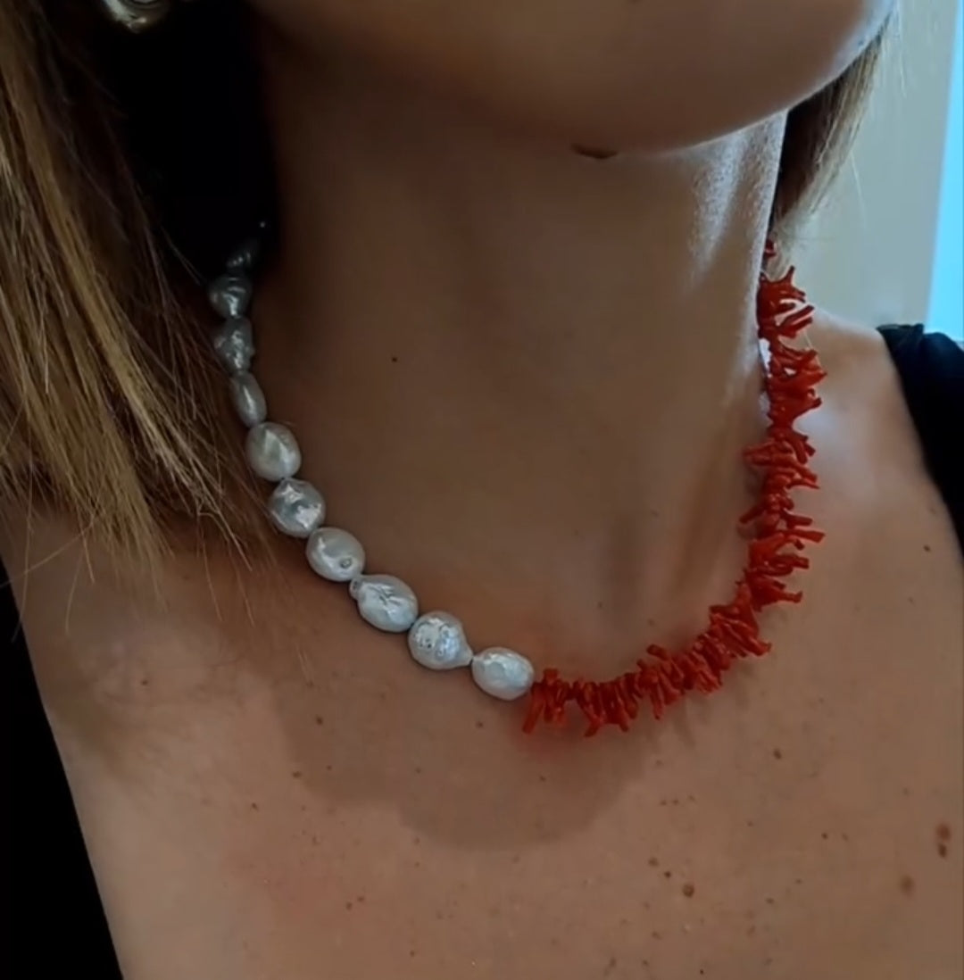 Collana rametti e perle d'acqua dolce