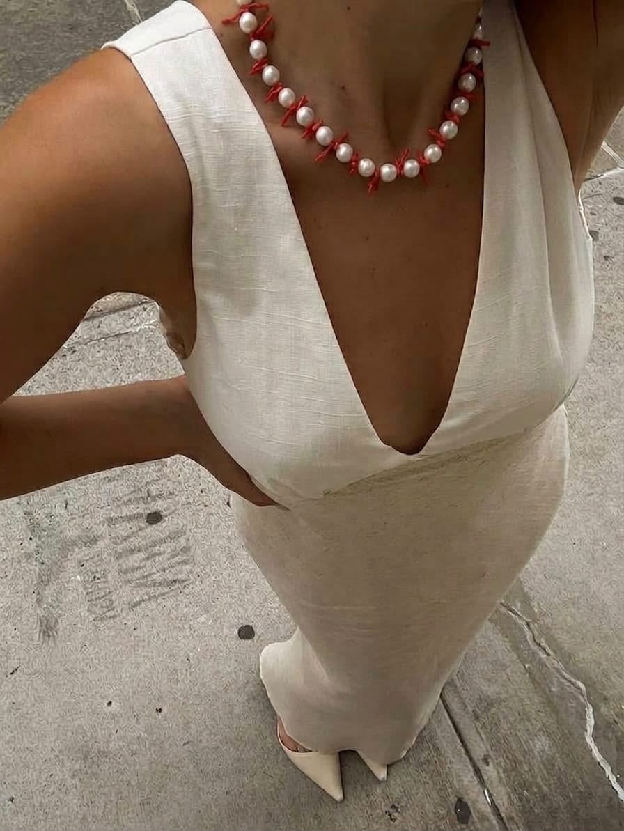 Collana perle e rametti di corallo