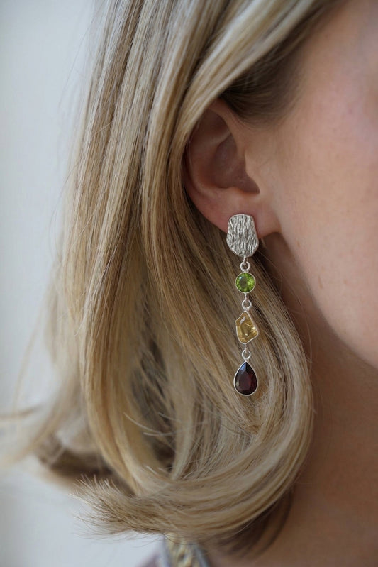 Orecchini Cascata di Gemme  Eleganza Naturale e Luce