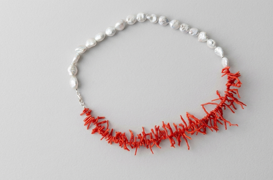 Collana rametti e perle d'acqua dolce